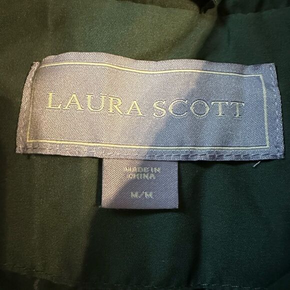Laura Scott Quilted Front Zip Vest Size Medium, Forest Green Lined Snap Pockets - Picture 5 of 6
